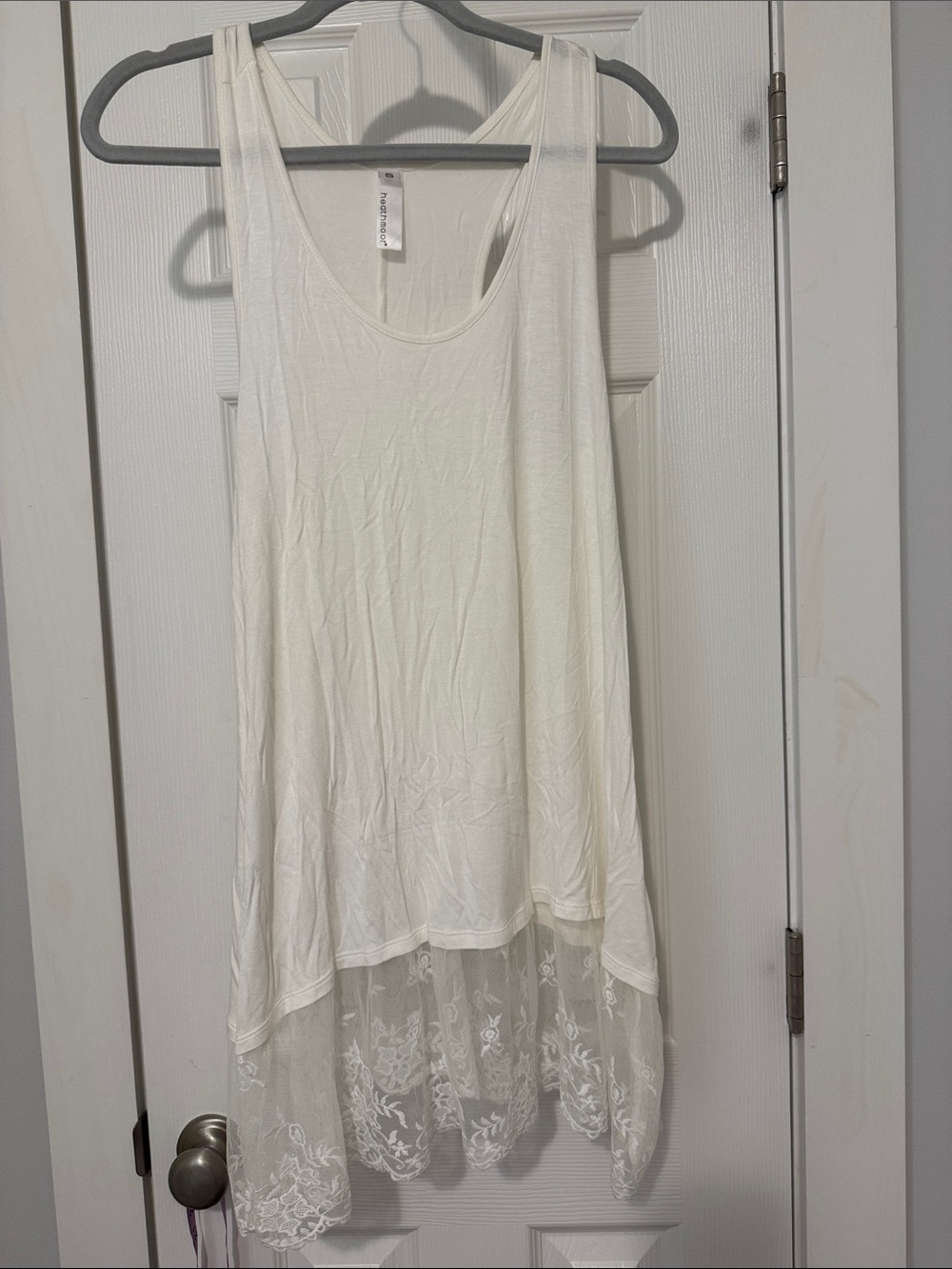 Heath Ceramics White Sleeveless Tank with Lace Trim